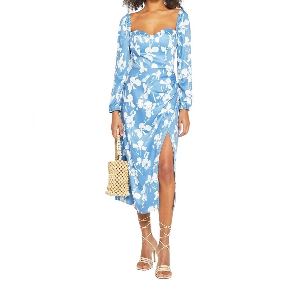 O.P.T Blue & White Floral Midi Dress